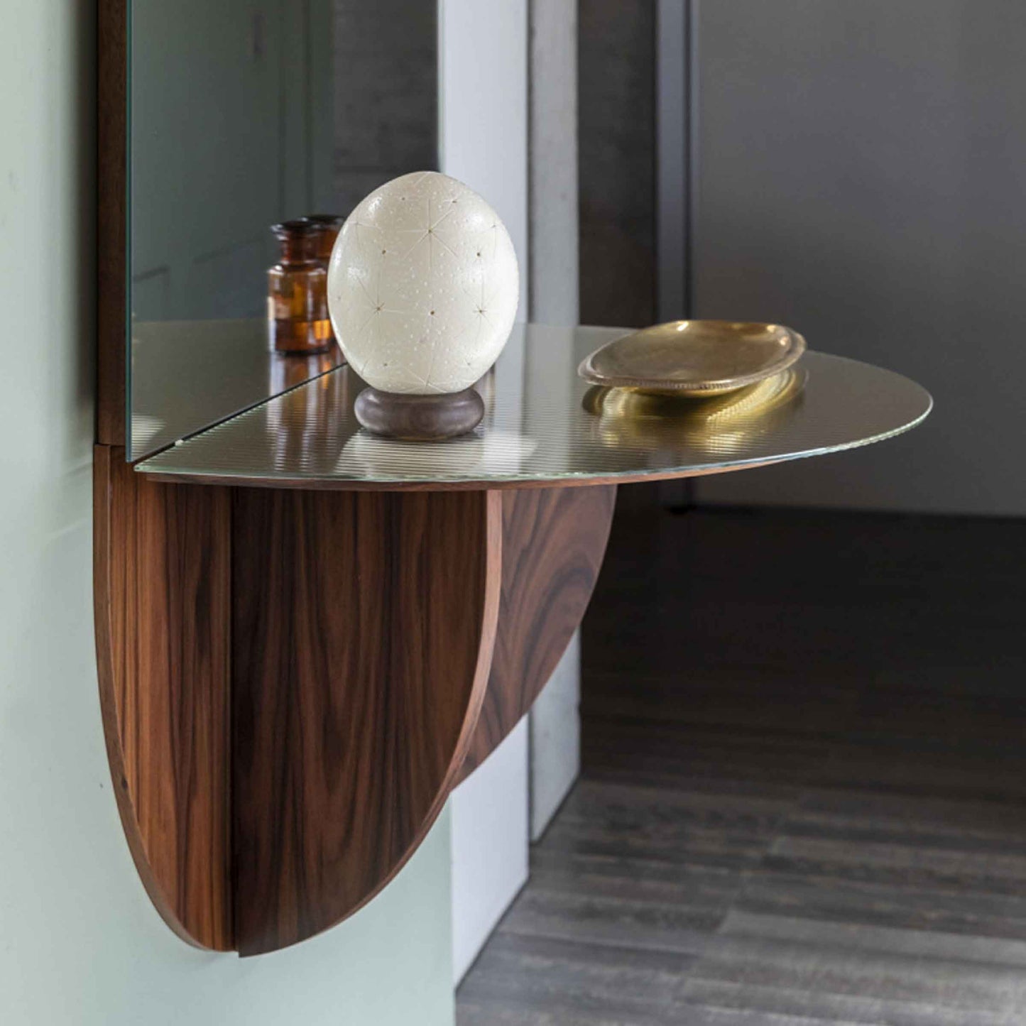 Brame Console Wall Mirror – Italian Designer Santos Rosewood Piece by Mogg