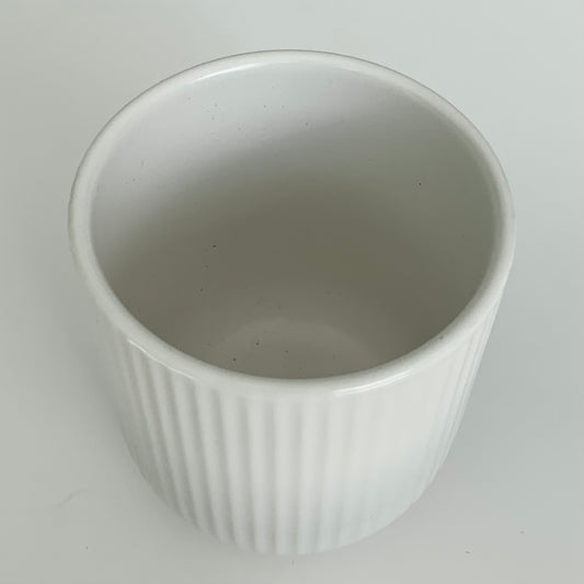 White Ribbed Coffee Mug